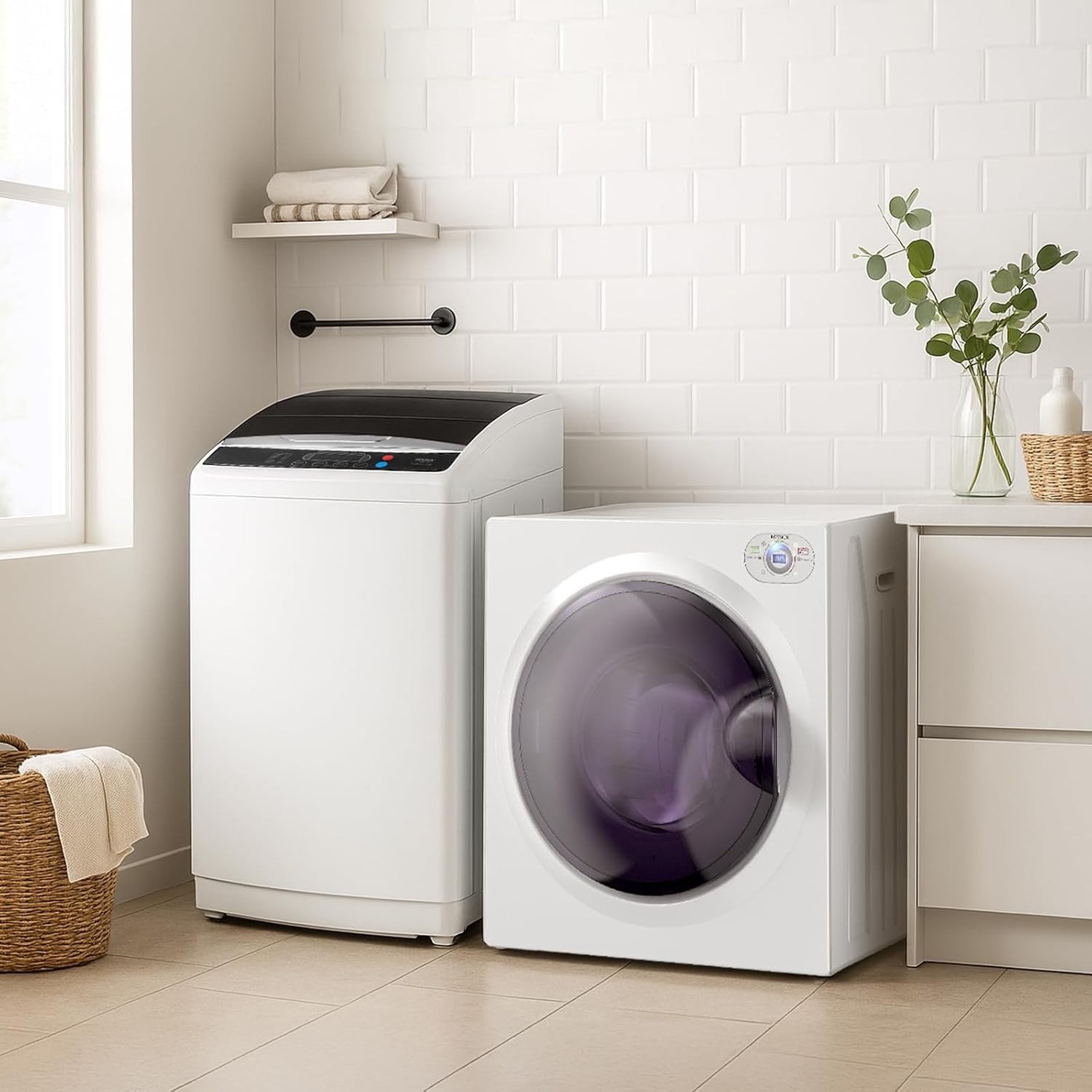 17.8LBS Washing Machine & 1.5CuFt Dryer Combo / Compact Laundry Set with Stainless Steel Tub / Smart Control, Quick Wash/Dry, Noise-Free /Apartment, Dorm, RV, Home Ideal for Small Spaces - Image 5