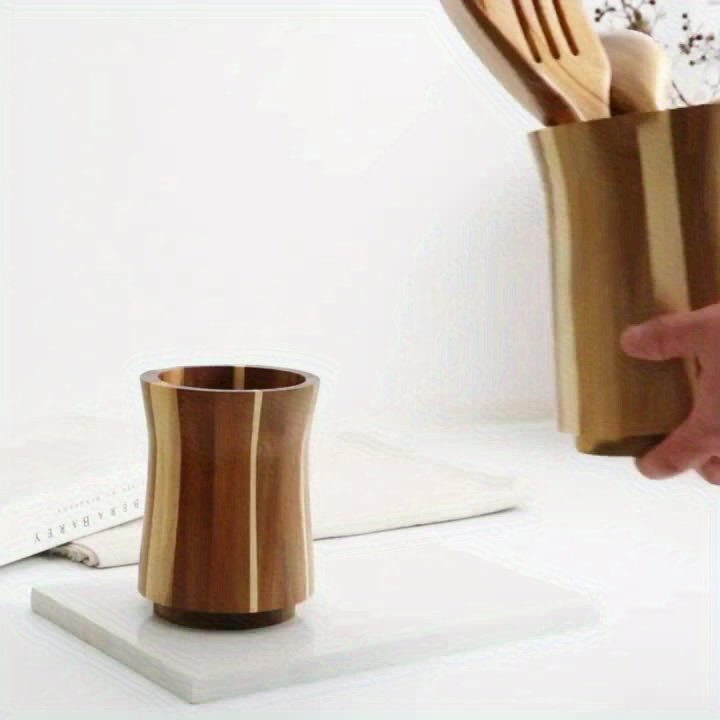 Wood Utensil Holder - Wood Chopstick & Cutlery Organizer with Insert-Style Mount, Space-Saving Countertop/Cabinet Storage, for Asian Utensils, Chopsticks, Spoons & Knives (No Screws/Adhesive) - Image 8