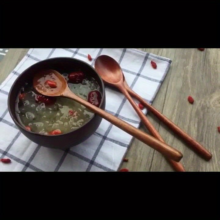 Set of 4 Wooden Soup Spoons, Multifunctional 23.5 Cm Long-Handled Wooden Spoons - Reusable Wooden Cutlery for Stirring, Long Soup Spoons, Suitable for Afternoon Tea, Home, Restaurants, Travel, And Dinner Parties. - Image 11