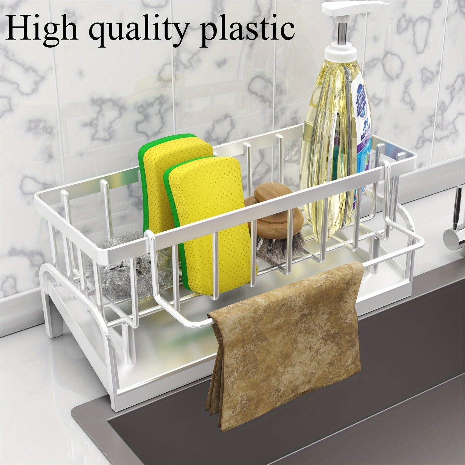 1 Set of Versatile Dish Cloth And Sponge Holder Made from PP Material - Compact, Long-Lasting, Easy to Clean, Designed to Mount on Faucets - Ideal for Organizing And Storing in Kitchens And Bathrooms - Image 3
