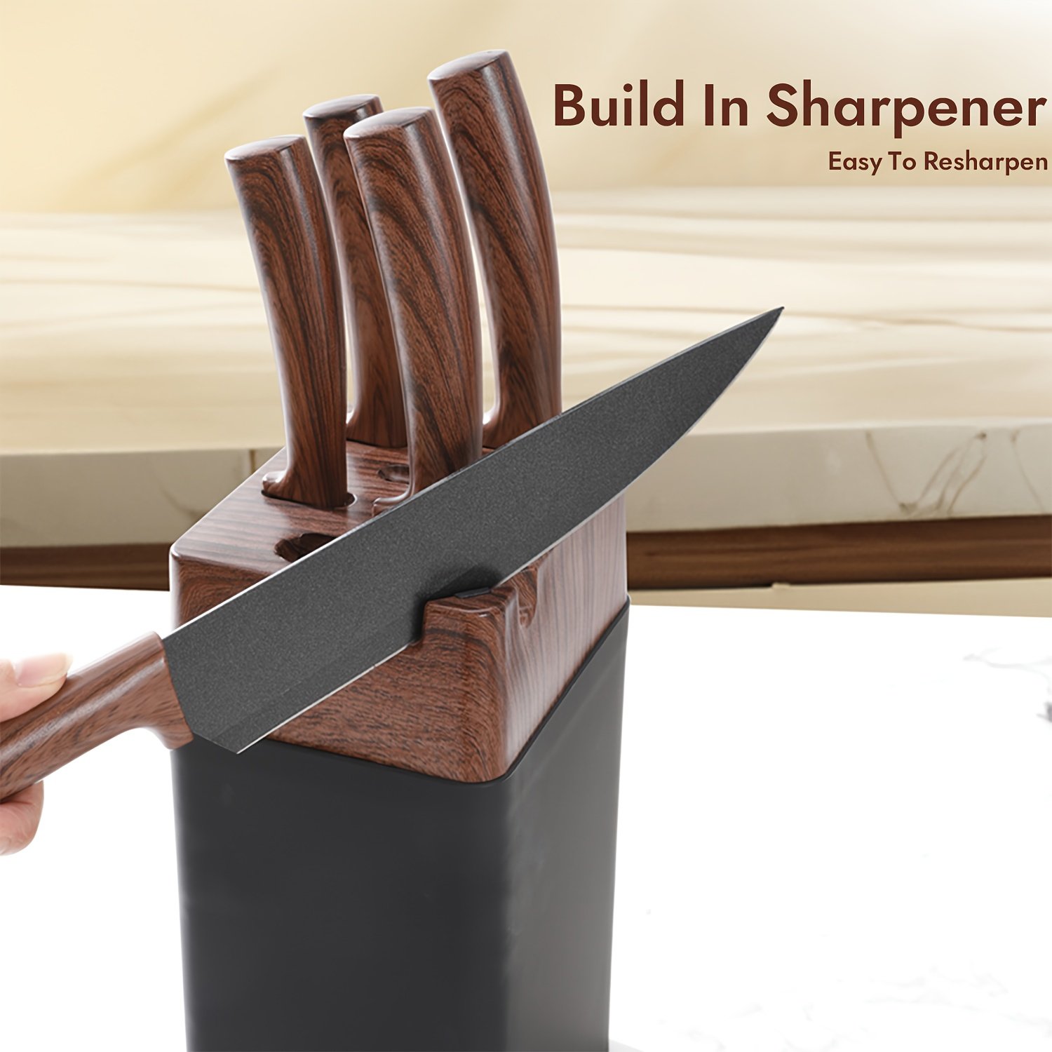 7pcs Kitchen Knife Set with Knife Rack, Chef'S Knife, Bread Knife, Replaceable Blade Knife, Multi-Purpose Knife, Fruit Knife And Kitchen Scissors. Multi-Purpose Cooking Kitchen Knife Set, Suitable for Home, Kitchen And Cooking - Image 2