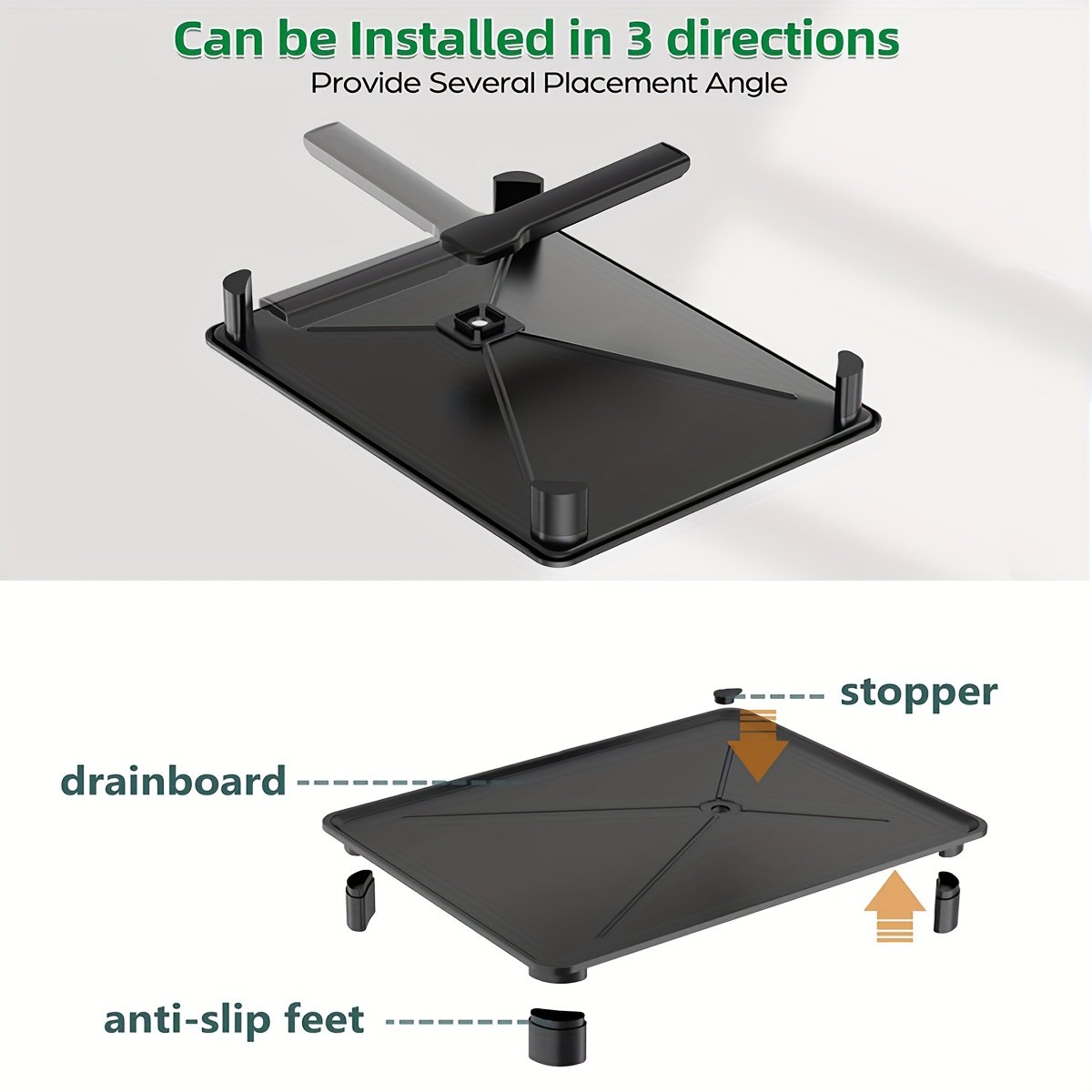 Two-Level Dish Drying Rack for Kitchen Surfaces, Dish Drainer with a Drainboard, Metal Kitchen Dish Holder with Drainage, Two-Tier Kitchen Drying Rack, Black Dish Holders - Image 4