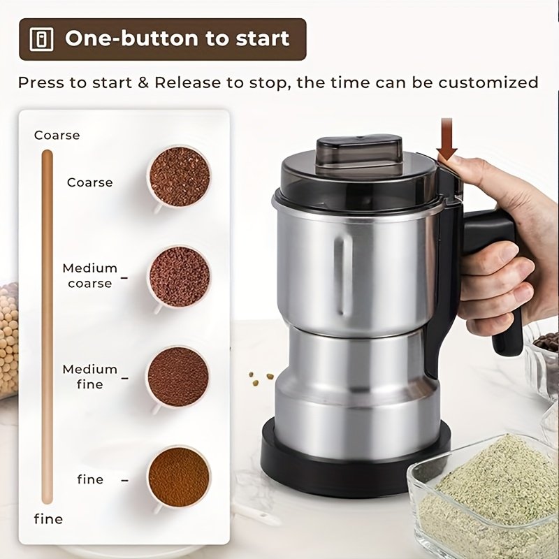 Electric Stainless Steel Coffee Grinder for Grinding Medicinal Herbs And Dry Beans, Suitable for Household Use, with a Large Capacity of 16.91oz/0.47 Quart, Also Ideal for Grain Flour And Seasoning - Image 3