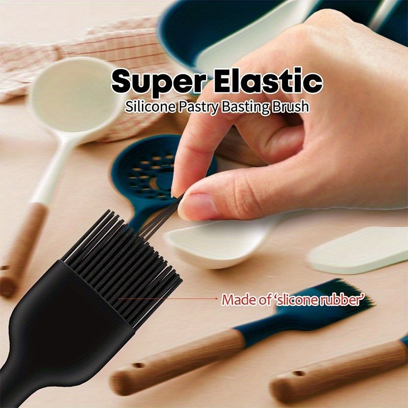 Heat-Resistant Silicone Baking & Grilling Brush with Wood Handle & Hang Hole - Non-Stick Pastry Brush Suitable for Butter, Oil, Sauces - Ideal for Pancakes, Waffles, Cakes, BBQ,, Grill - Cooking Brush (Heatproof) - Image 2