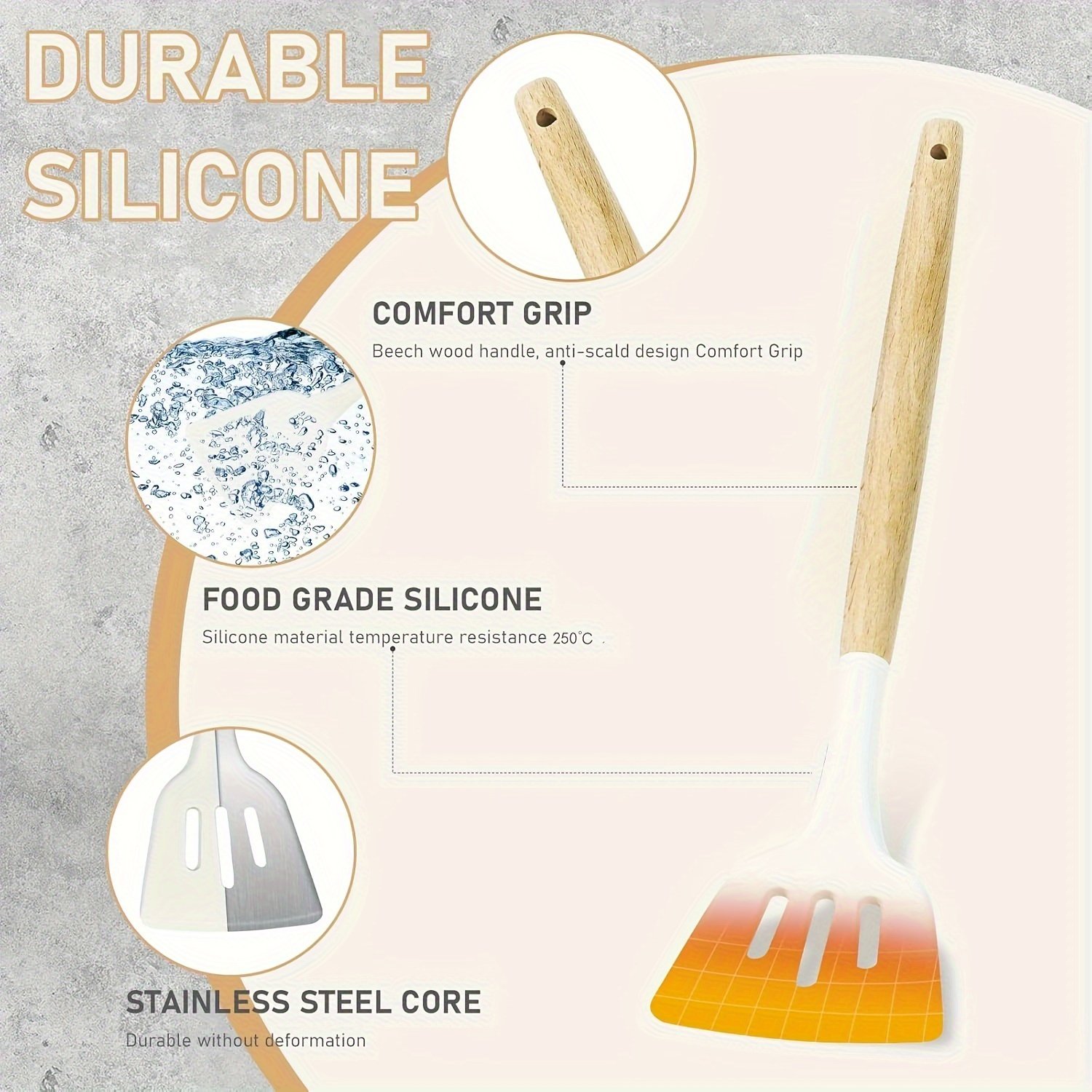 Food-Grade Silicone Cooking Tool Set With Wooden Handles And Stands, BPA-Free Non-Stick Cookware Gadgets For Baking, Stirring And Serving - Image 10