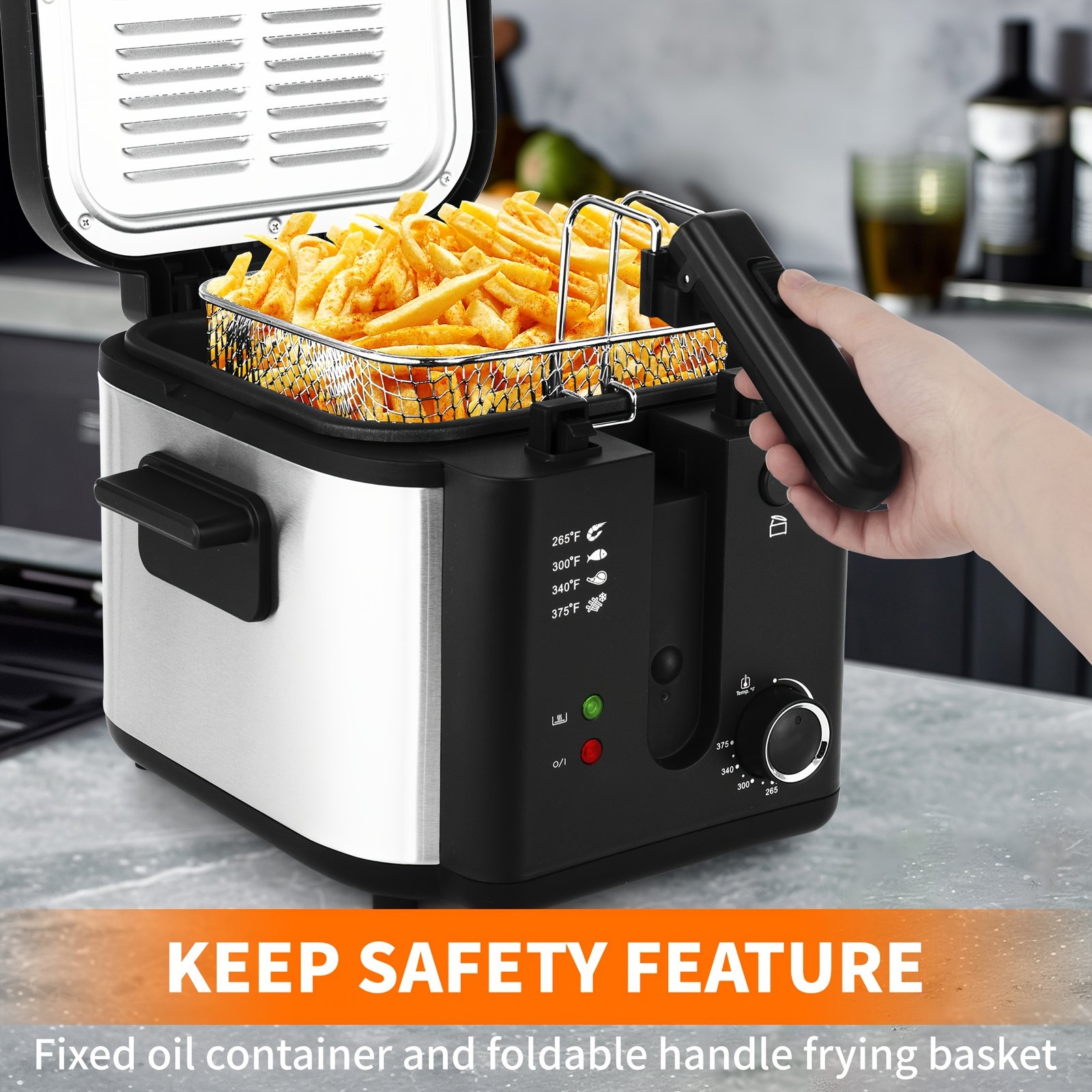 SUSTEAS 1500W Smokeless Fryer | Temperature-controlled, Removable Basket, 84.54oz. Non-stick Liner for Easy Cleaning Father's Day Gifts Are Perfect Gifts And Gift Suggestions for Cooking Lovers