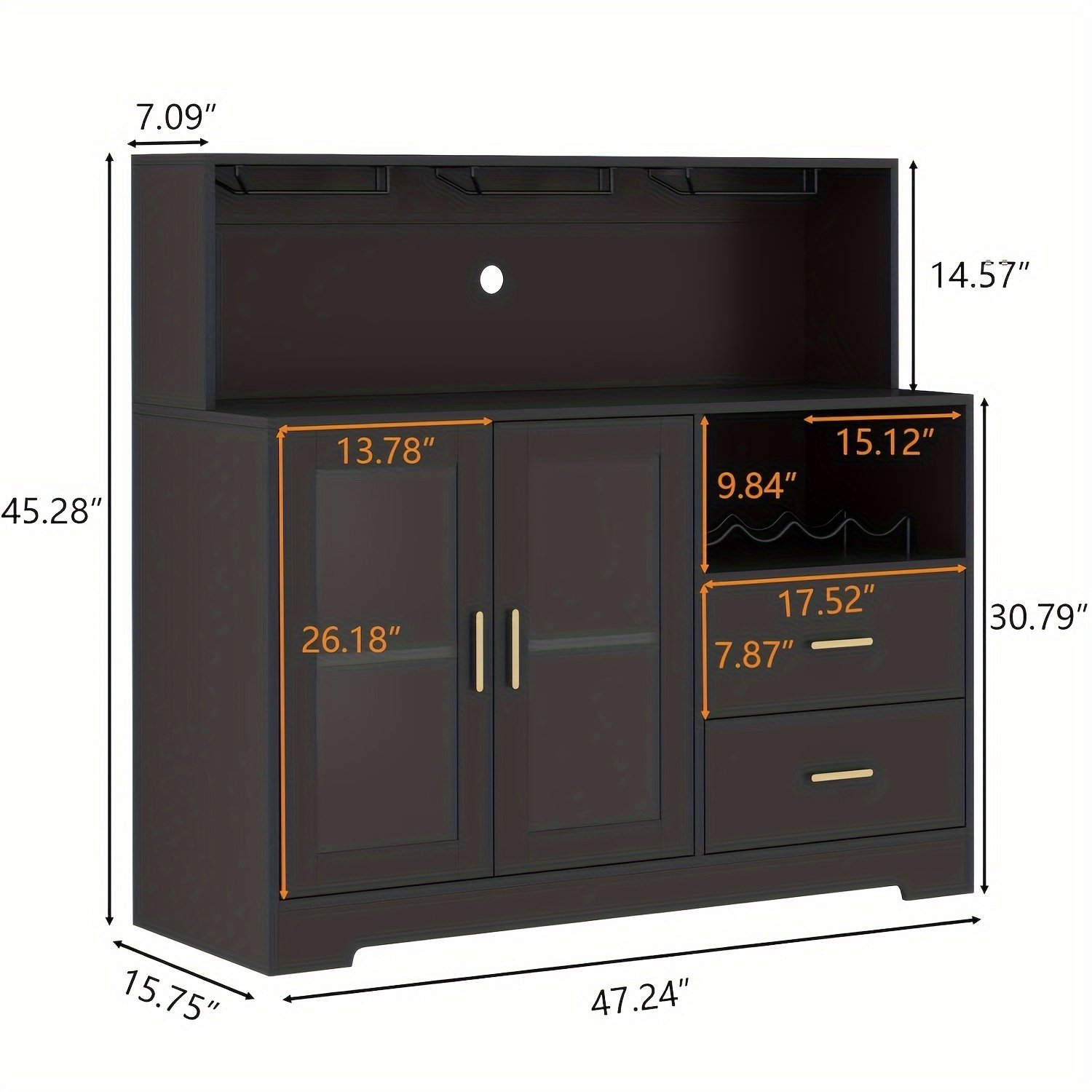 A Wine Storage Cabinet Featuring LED Lighting, Equipped with Racks for Wine And Glasses, Serving As a Kitchen Buffet Sideboard with Additional Storage And Drawers, Designed As a Contemporary Liquor Cabinet And Organizer. - Image 7