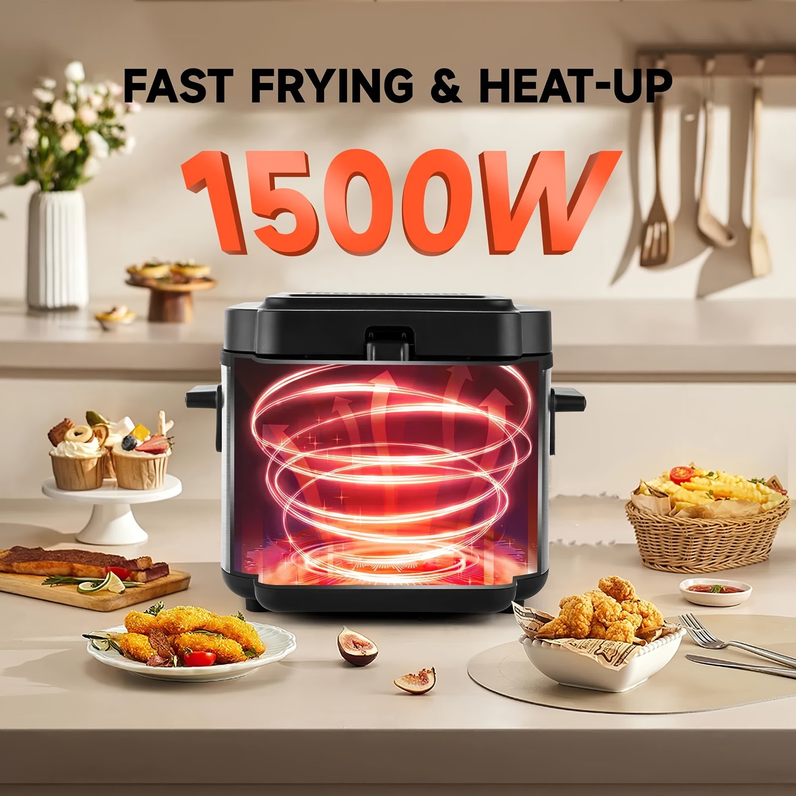 SUSTEAS 1500W Smokeless Fryer | Temperature-controlled, Removable Basket, 84.54oz. Non-stick Liner for Easy Cleaning Father's Day Gifts Are Perfect Gifts And Gift Suggestions for Cooking Lovers - Image 12