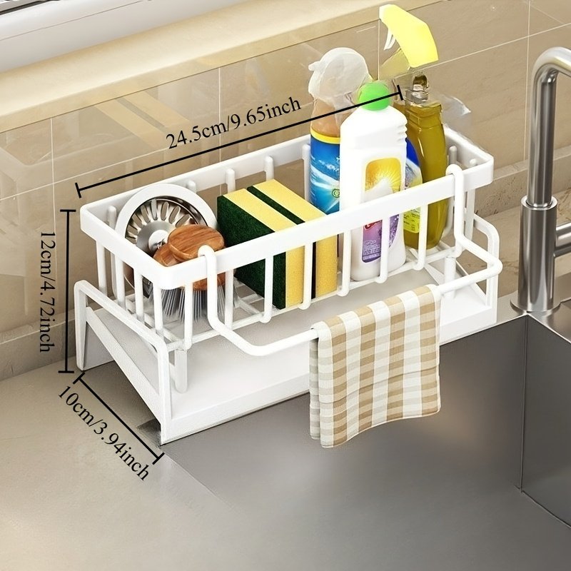 1 Set of Versatile Dish Cloth And Sponge Holder Made from PP Material - Compact, Long-Lasting, Easy to Clean, Designed to Mount on Faucets - Ideal for Organizing And Storing in Kitchens And Bathrooms - Image 4