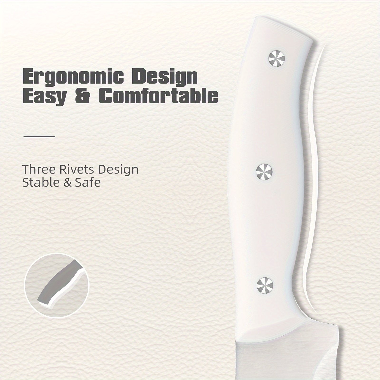 15pcs Knife Set with Sharpener, High-Carbon Stainless Steel White Kitchen Knife Set, Rust-Resistant And Durable, Includes Wooden Block And Kitchen Shears, Ideal for Home And Restaurant Use, Top Choice for Christmas And New Year Gifts - Image 7