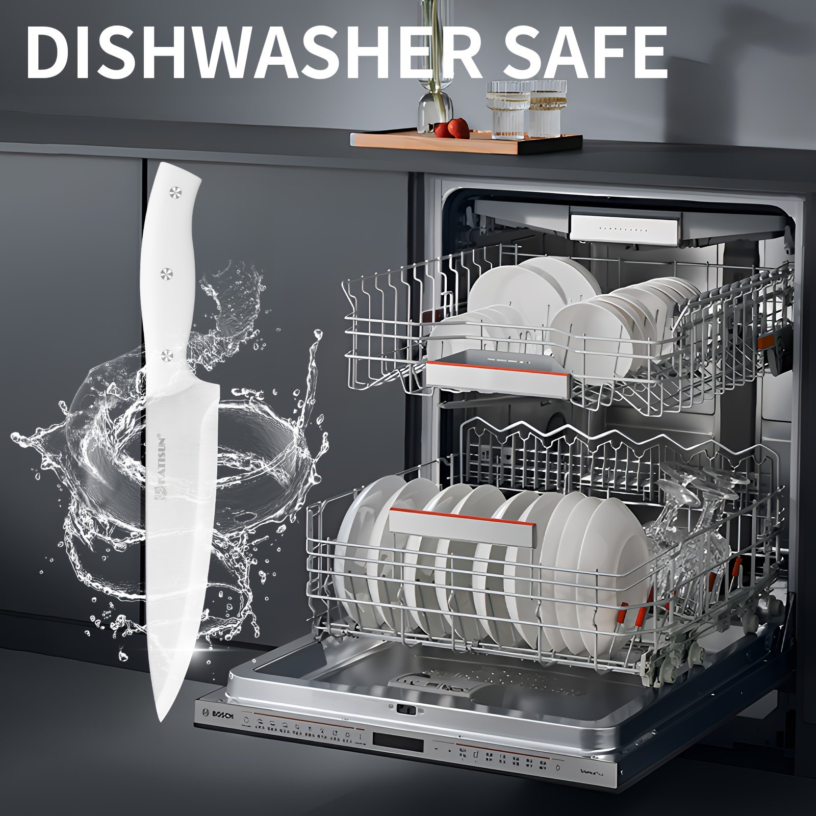 15pcs Knife Set with Sharpener, High-Carbon Stainless Steel White Kitchen Knife Set, Rust-Resistant And Durable, Includes Wooden Block And Kitchen Shears, Ideal for Home And Restaurant Use, Top Choice for Christmas And New Year Gifts - Image 10