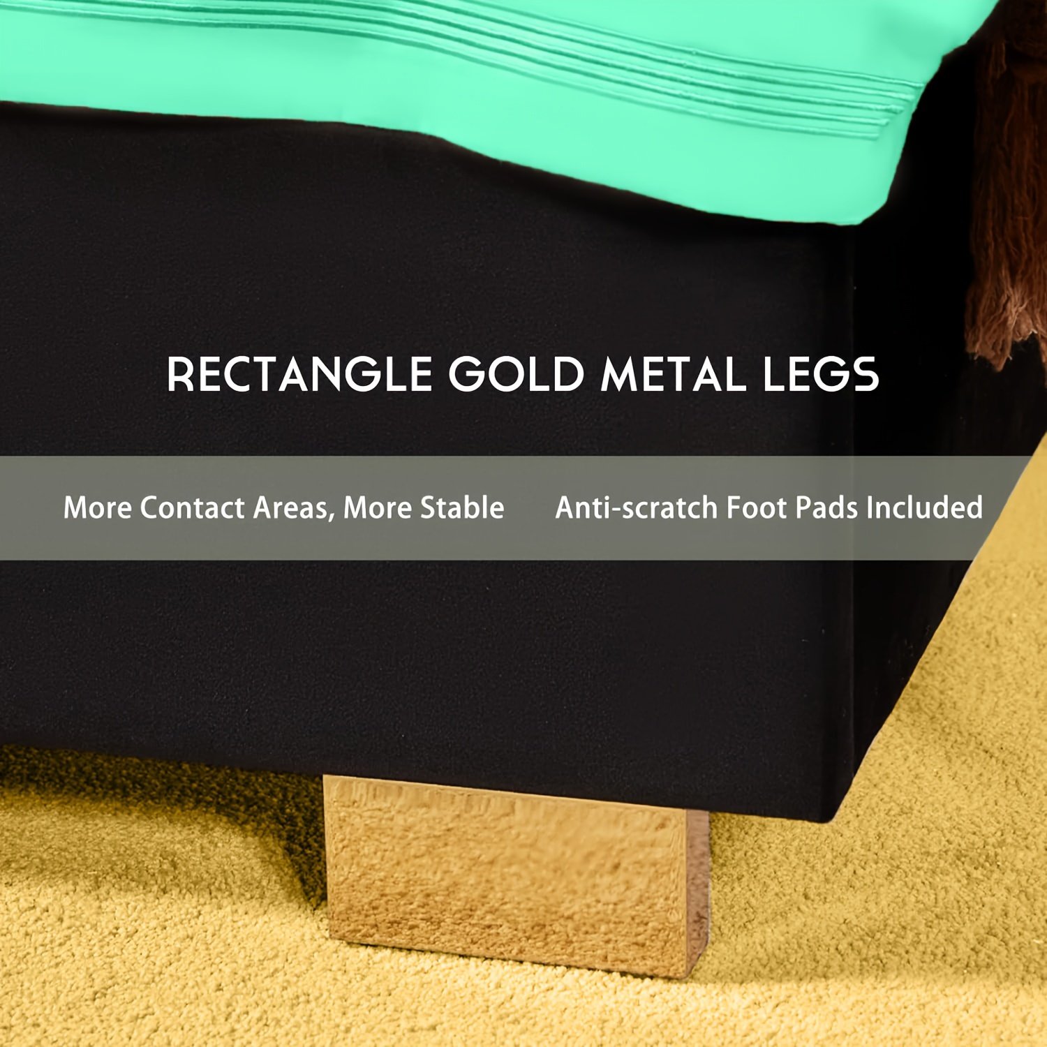 Papajet Upholstered Bed Frame with Golden Accents And a 61-Inch Headboard - Contemporary Platform Design - Image 8