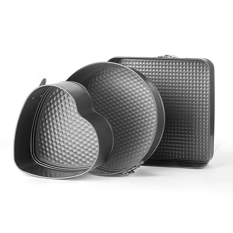 3pcs Square & Round Heart Multi-Size Carbon Steel Removable Bottom Cake Molds, High-Temperature Resistant and Easy to Clean. Suitable for Home Use, and for Holidays Such as Halloween, Christmas, and Valentine's Day - Image 8