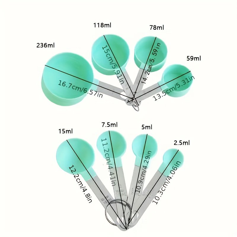 An 8pcs Stainless Steel Measuring Cup And Spoon Set with Handles, Suitable for Dry And Liquid Ingredients, Dishwasher Safe, Essential Kitchen Tools for Cooking And Baking. - Image 7