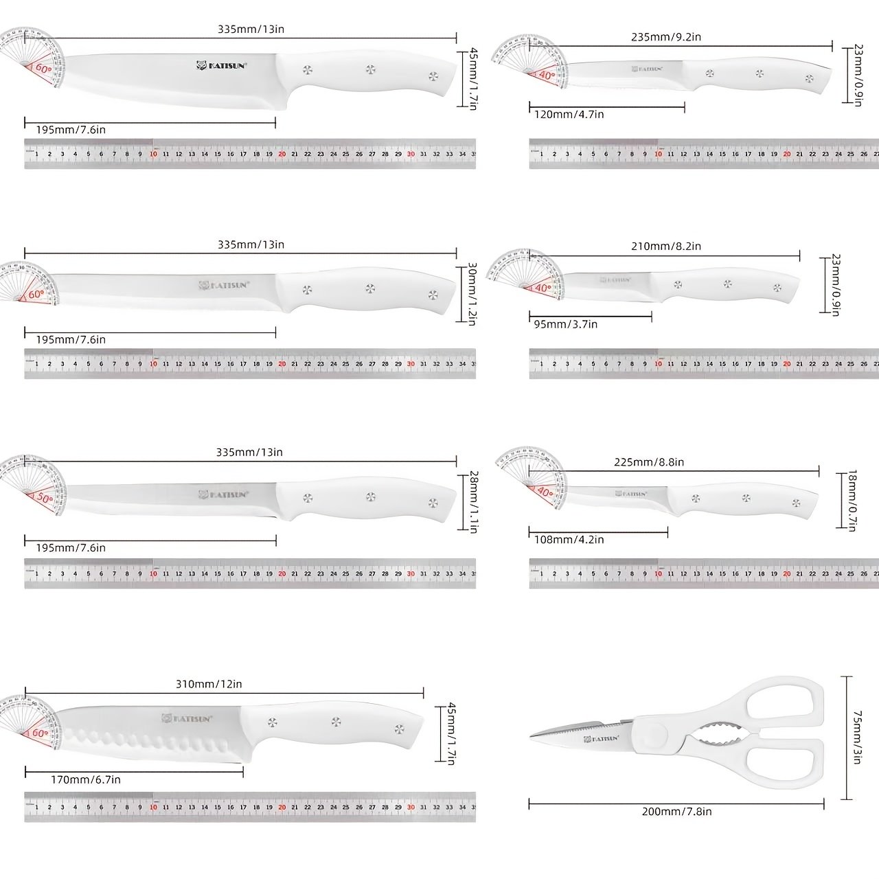 15pcs Knife Set with Sharpener, High-Carbon Stainless Steel White Kitchen Knife Set, Rust-Resistant And Durable, Includes Wooden Block And Kitchen Shears, Ideal for Home And Restaurant Use, Top Choice for Christmas And New Year Gifts - Image 4