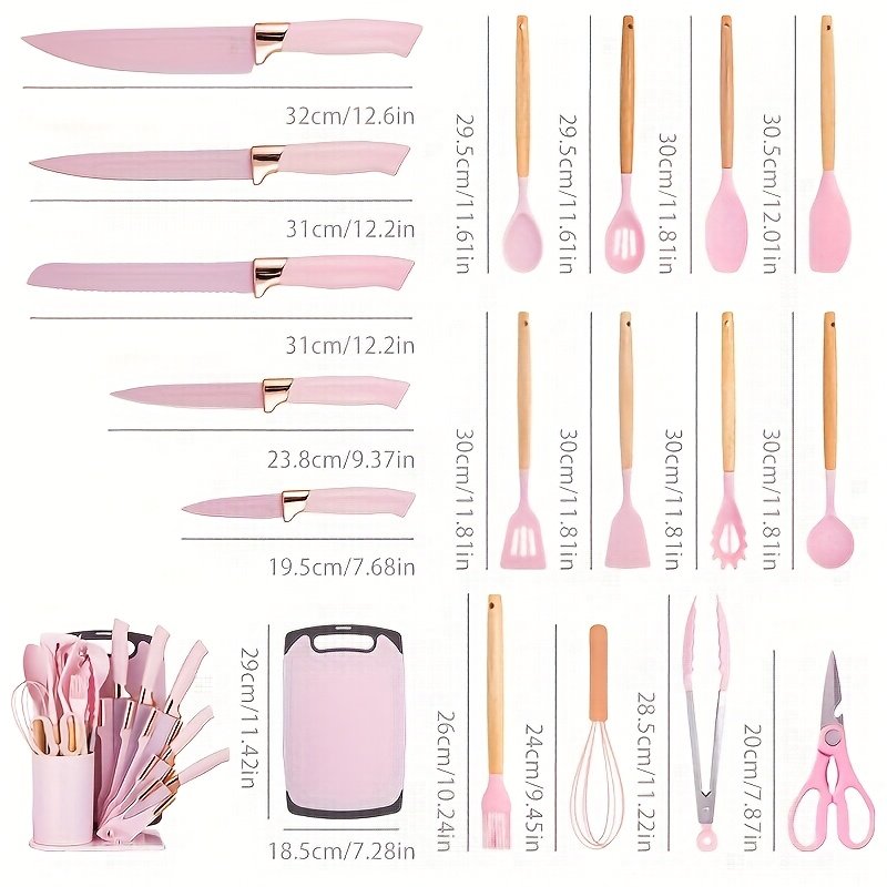 19 Sector Silicone Set And Knife Set, Perfect For Outdoor Camping - Heat-resistant, Non Stick, Wooden Handle, Easy To Clean - Perfect For Women'S Cooking Gifts, New Year'S And Valentine'S Day - Image 4