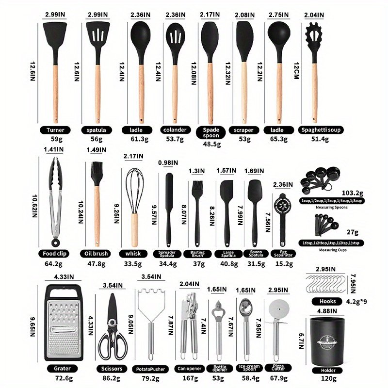 44/ 37pcs Kitchen Cooking Tool Set- 44/ 37pcs Are Super Cost-Effective, Complete, High Temperature Resistant, Non-Stick, Dishwasher Safe, Selected Kitchen Tools, Suitable For Kitchen Enthusiasts And Beginners Best Gifts For Thanksgiving And Christma - Image 6