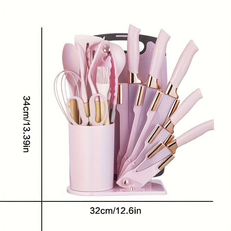 19 Sector Silicone Set And Knife Set, Perfect For Outdoor Camping - Heat-resistant, Non Stick, Wooden Handle, Easy To Clean - Perfect For Women'S Cooking Gifts, New Year'S And Valentine'S Day - Image 6