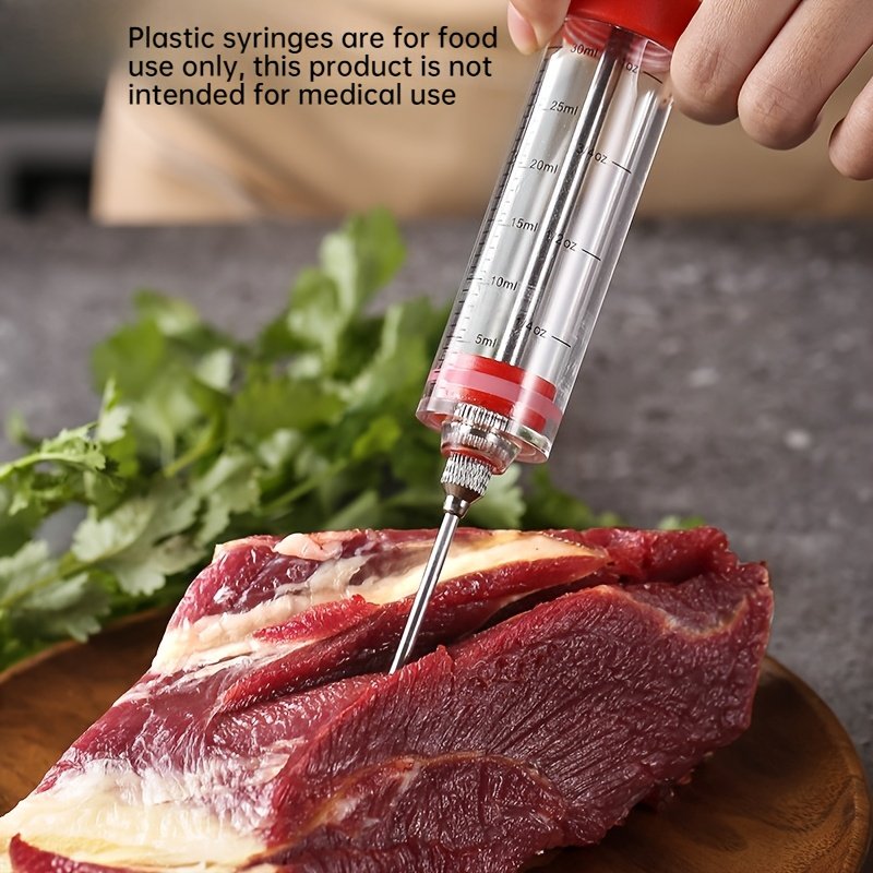 5pcs Stainless Steel & PP Marinade Syringe Set with 304 Needles - Heavy-Duty Portable Meat Injector System for BBQ, Grilling, Smoking, Marinating - Hygienic Easy-Fill Liquid & Seasoning Injector Tools Plastic syringes are for food use only, this - Image 5
