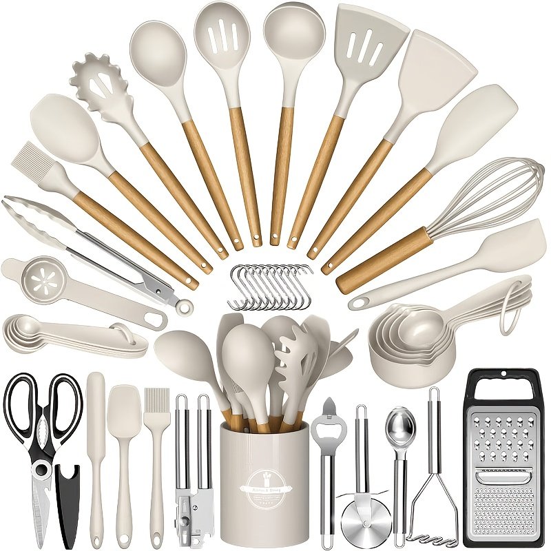 44/ 37pcs Kitchen Cooking Tool Set- 44/ 37pcs Are Super Cost-Effective, Complete, High Temperature Resistant, Non-Stick, Dishwasher Safe, Selected Kitchen Tools, Suitable For Kitchen Enthusiasts And Beginners Best Gifts For Thanksgiving And Christma - Image 5
