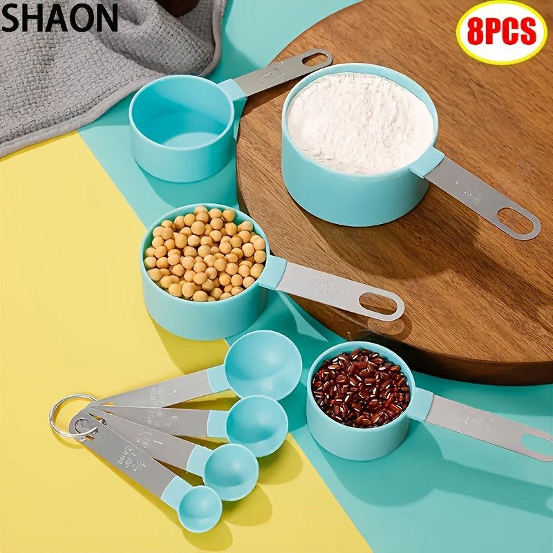 An 8pcs Stainless Steel Measuring Cup And Spoon Set with Handles, Suitable for Dry And Liquid Ingredients, Dishwasher Safe, Essential Kitchen Tools for Cooking And Baking. - Image 3