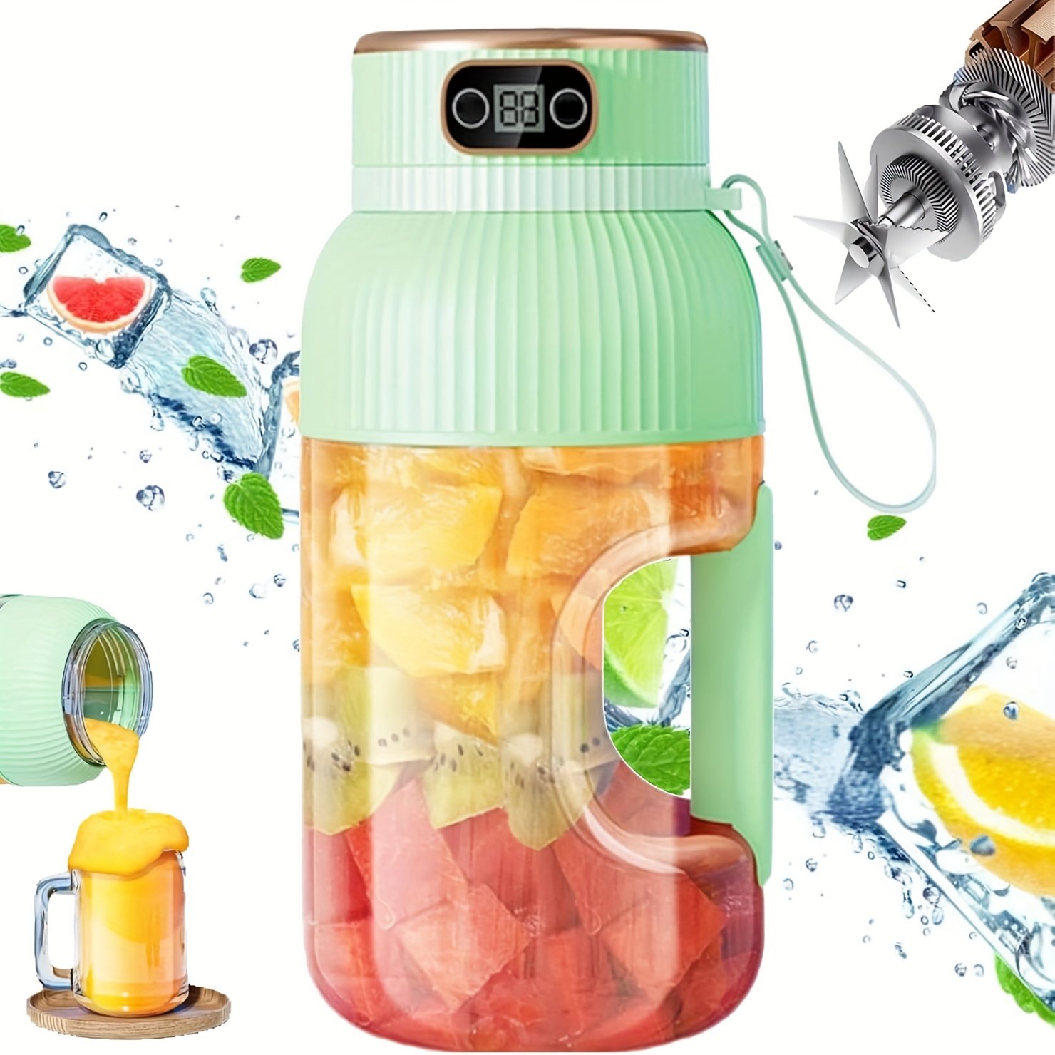 Portable Juicer/10 Blades/Suitable for Vegetables, Fruits, And Smoothies/Multifunctional Blender/Rechargeable/Ideal for Sports, Travel, And Outdoor Use - Image 6