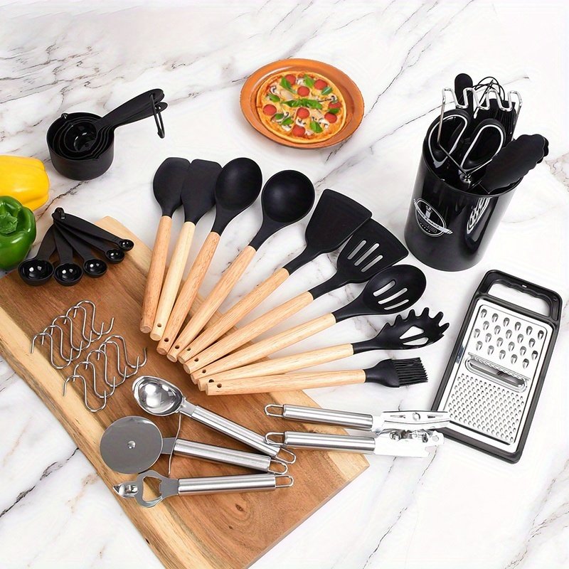 44/ 37pcs Kitchen Cooking Tool Set- 44/ 37pcs Are Super Cost-Effective, Complete, High Temperature Resistant, Non-Stick, Dishwasher Safe, Selected Kitchen Tools, Suitable For Kitchen Enthusiasts And Beginners Best Gifts For Thanksgiving And Christma - Image 3
