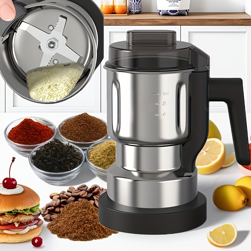 Electric Stainless Steel Coffee Grinder for Grinding Medicinal Herbs And Dry Beans, Suitable for Household Use, with a Large Capacity of 16.91oz/0.47 Quart, Also Ideal for Grain Flour And Seasoning - Image 4