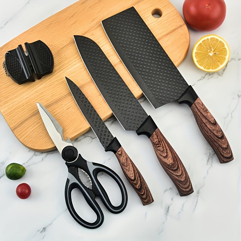 Five Cows 1/6pcs Set, Specially Designed for Outdoor Camping, Including Kitchen Knife, Bone Chopping Knife, Fruit Knife, Scissors And Fruit Knife, A Set Of Cooking Knives In Line with Human Health, Suitable for Outdoor Cooking, Birthday Gift - Image 10