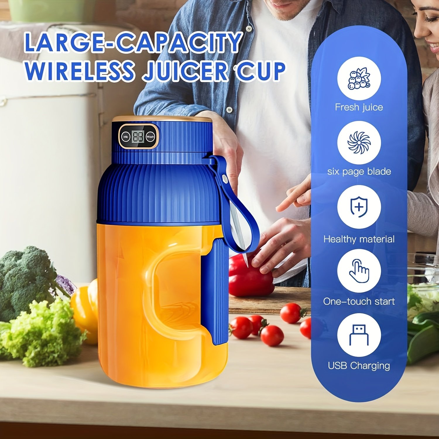 Portable Juicer/10 Blades/Suitable for Vegetables, Fruits, And Smoothies/Multifunctional Blender/Rechargeable/Ideal for Sports, Travel, And Outdoor Use - Image 4