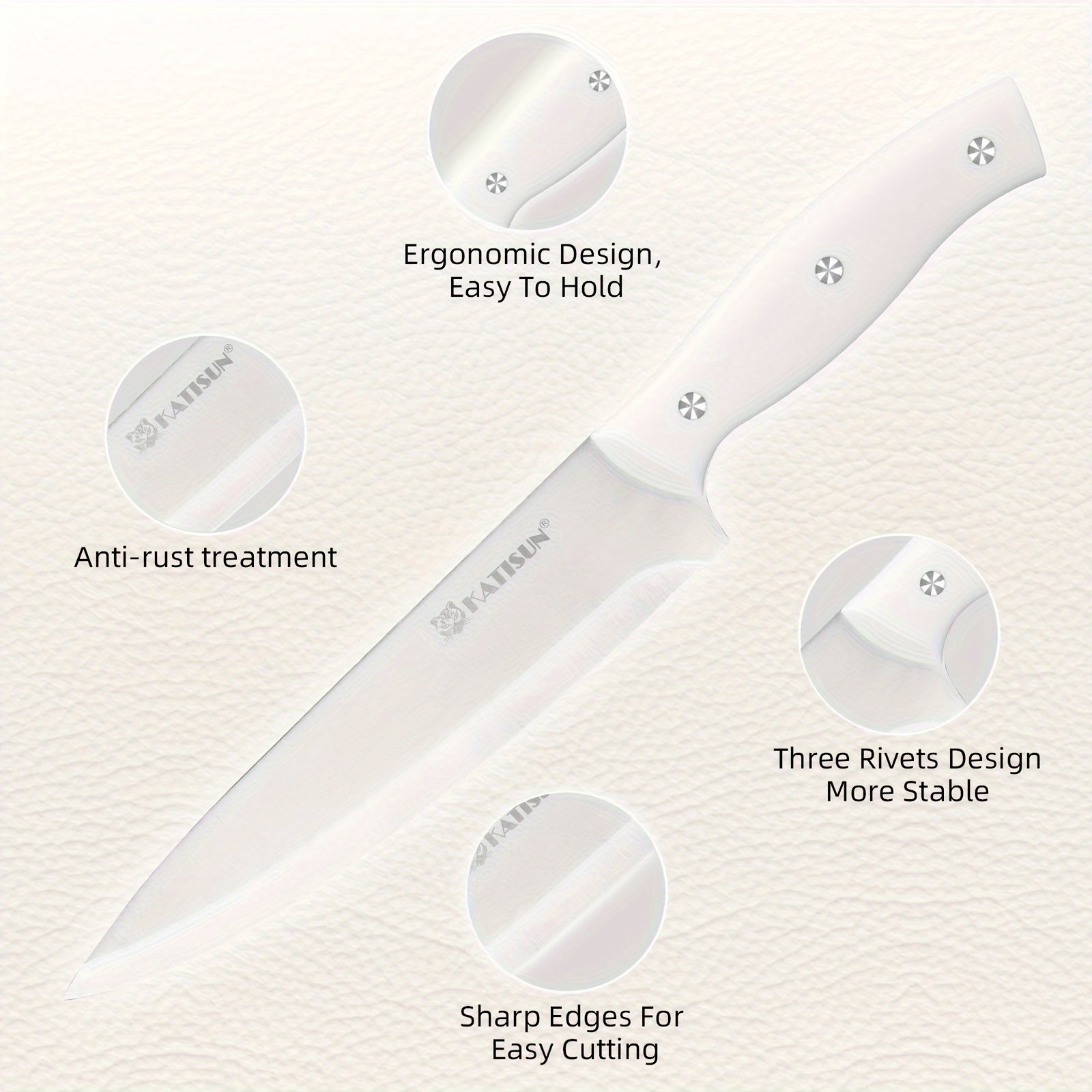 15pcs Knife Set with Sharpener, High-Carbon Stainless Steel White Kitchen Knife Set, Rust-Resistant And Durable, Includes Wooden Block And Kitchen Shears, Ideal for Home And Restaurant Use, Top Choice for Christmas And New Year Gifts - Image 9