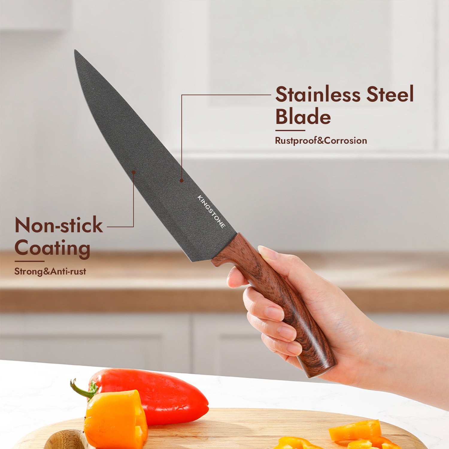 7pcs Kitchen Knife Set with Knife Rack, Chef'S Knife, Bread Knife, Replaceable Blade Knife, Multi-Purpose Knife, Fruit Knife And Kitchen Scissors. Multi-Purpose Cooking Kitchen Knife Set, Suitable for Home, Kitchen And Cooking - Image 3