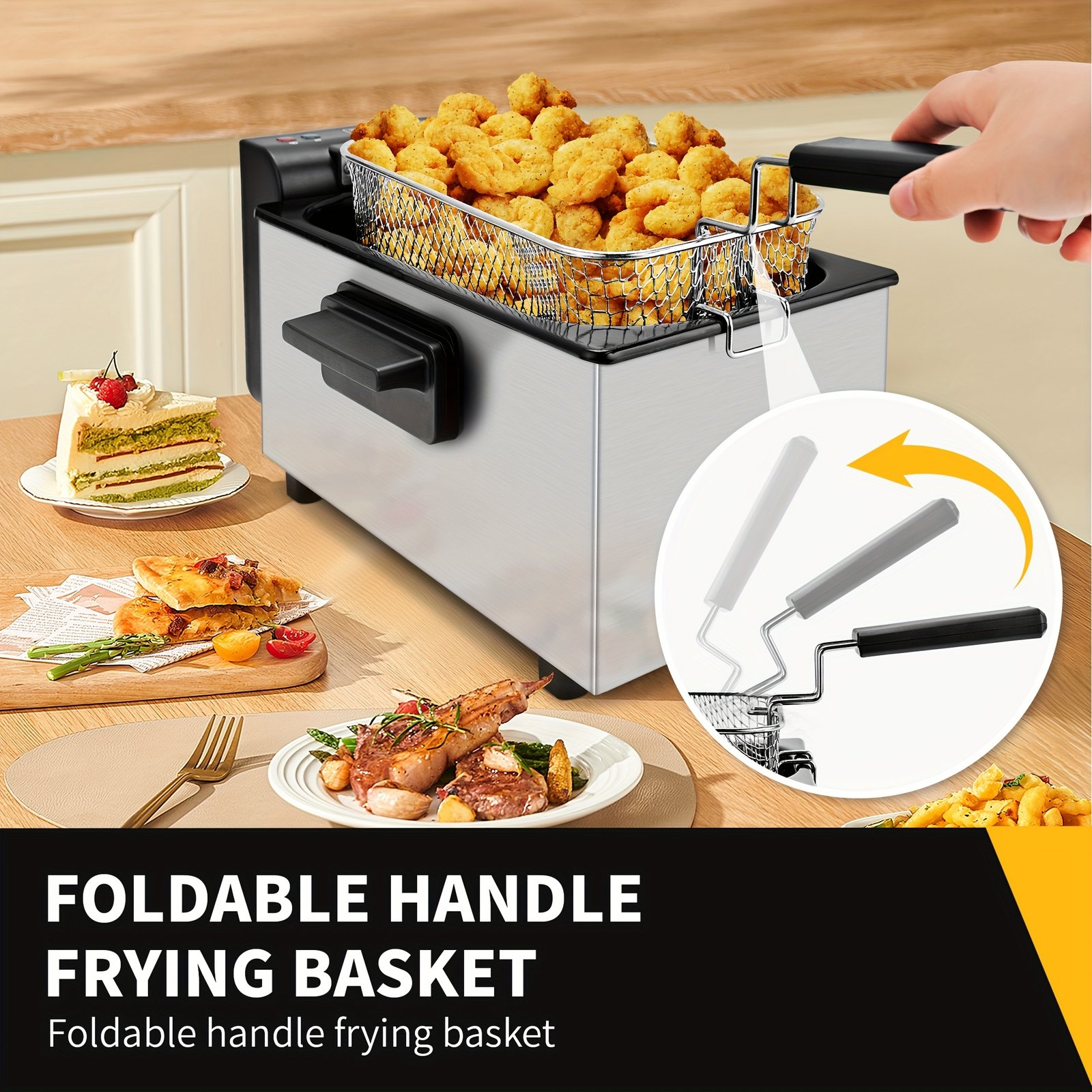 SUSTEAS 1500W Smokeless Fryer | Temperature-controlled, Removable Basket, 84.54oz. Non-stick Liner for Easy Cleaning Father's Day Gifts Are Perfect Gifts And Gift Suggestions for Cooking Lovers - Image 3