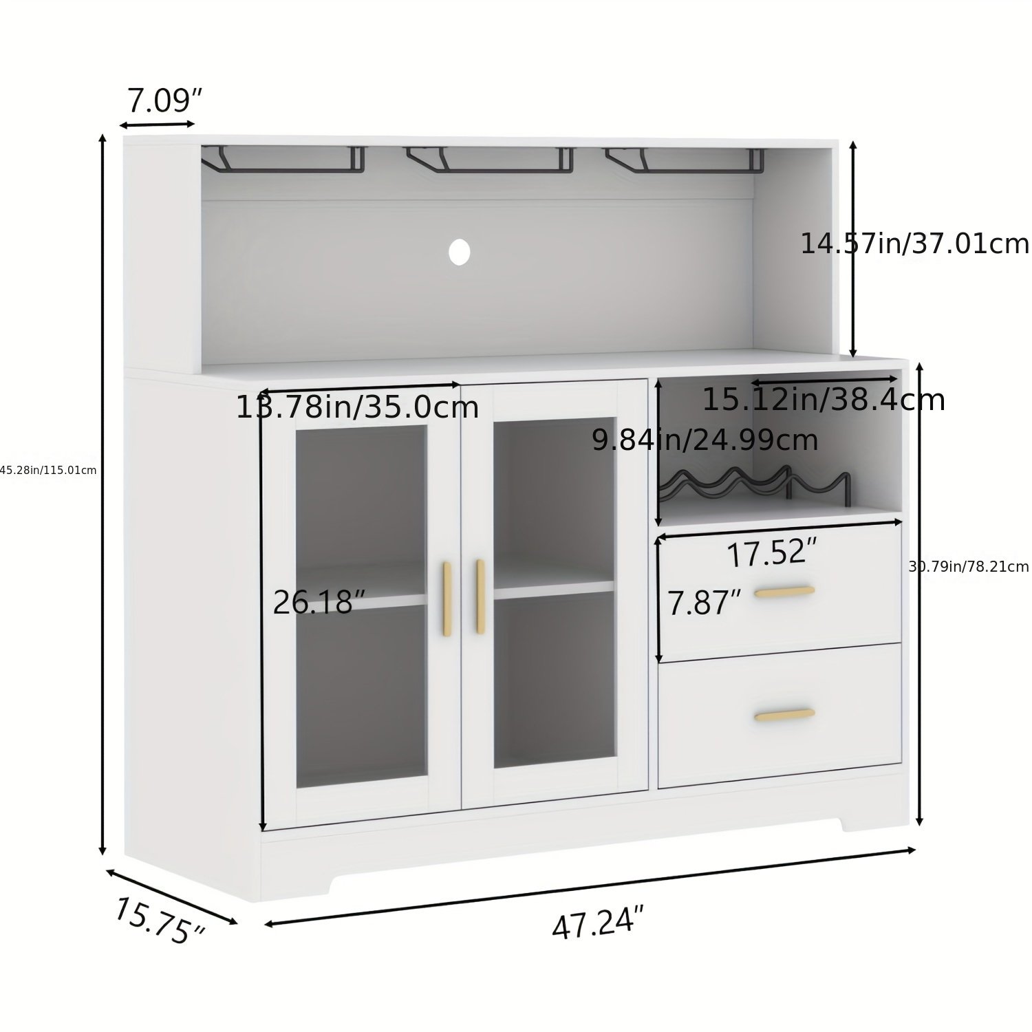 A Wine Storage Cabinet Featuring LED Lighting, Equipped with Racks for Wine And Glasses, Serving As a Kitchen Buffet Sideboard with Additional Storage And Drawers, Designed As a Contemporary Liquor Cabinet And Organizer. - Image 6