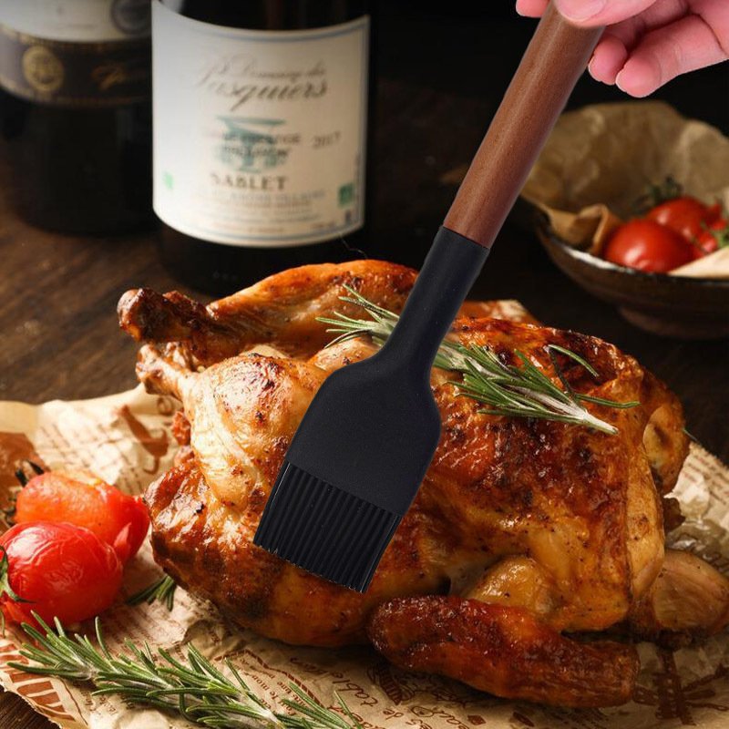 Heat-Resistant Silicone Baking & Grilling Brush with Wood Handle & Hang Hole - Non-Stick Pastry Brush Suitable for Butter, Oil, Sauces - Ideal for Pancakes, Waffles, Cakes, BBQ,, Grill - Cooking Brush (Heatproof) - Image 9
