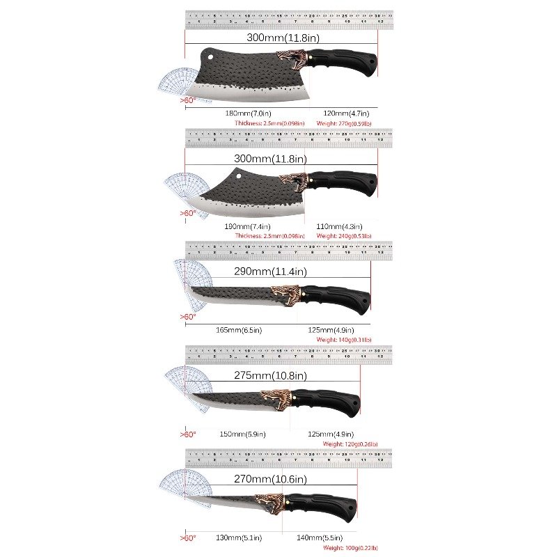 8pcs Stainless Steel Handmade Forged Chef Knife Professional Kitchen Multipurpose Knife Utility Knife Boning Knife Fish Knife Unique Knives Cutting Knife Vegetable Chopper for Kitchen Convenience Gifts for Men - Image 3