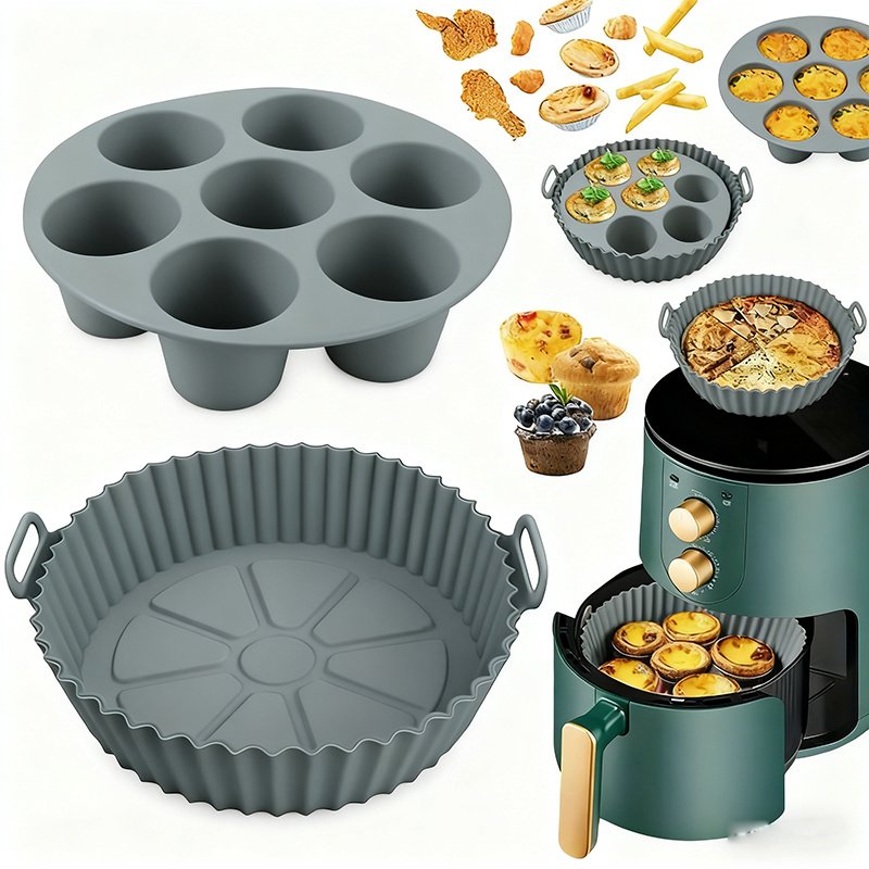7pcs Baking Set for Air Fryers: Includes 6 Non-Stick Liners in Various Sizes And a 7-Hole Cake Mold with Scalloped Edges, Easy to Clean And Reusable – Ideal for Air Fryers, Ovens, And Microwaves – a Must-Have for Your Kitchen - Image 3