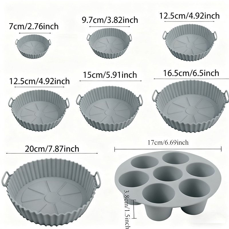 7pcs Baking Set for Air Fryers: Includes 6 Non-Stick Liners in Various Sizes And a 7-Hole Cake Mold with Scalloped Edges, Easy to Clean And Reusable – Ideal for Air Fryers, Ovens, And Microwaves – a Must-Have for Your Kitchen - Image 4