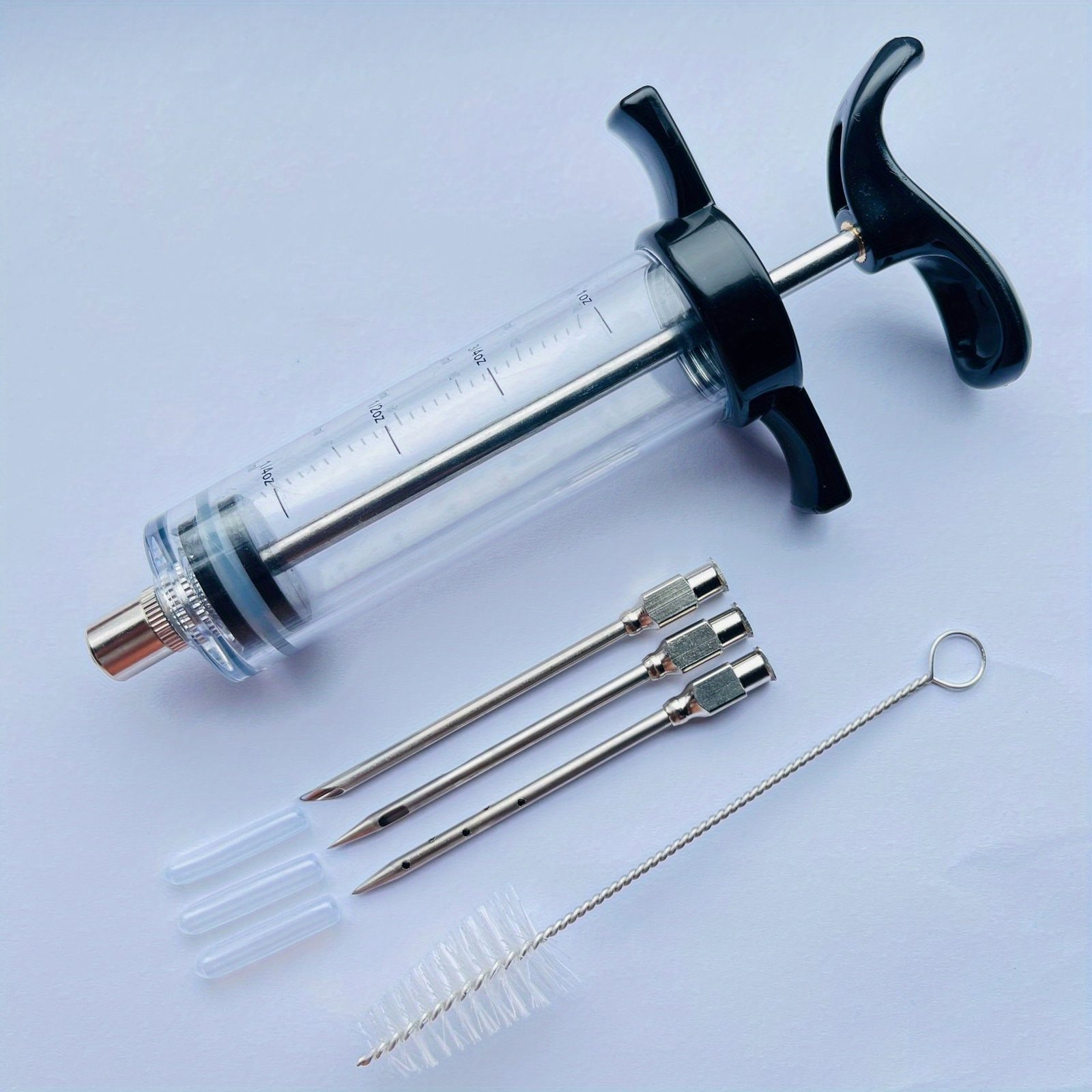 5pcs Stainless Steel & PP Marinade Syringe Set with 304 Needles - Heavy-Duty Portable Meat Injector System for BBQ, Grilling, Smoking, Marinating - Hygienic Easy-Fill Liquid & Seasoning Injector Tools Plastic syringes are for food use only, this - Image 7