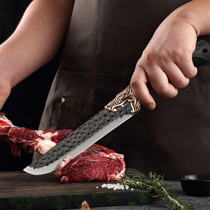 8pcs Stainless Steel Handmade Forged Chef Knife Professional Kitchen Multipurpose Knife Utility Knife Boning Knife Fish Knife Unique Knives Cutting Knife Vegetable Chopper for Kitchen Convenience Gifts for Men - Image 5