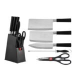 [Heavy-Duty Storage Box] Heavy-Duty Plastic Storage Box With An Ergonomic Base, Allowing For Vertical Or Horizontal Storage To Save Space. The Sturdy And Hygienic Black Display Rack Can Hold Chef's Knives, Bread Knives, And Fruit Knives