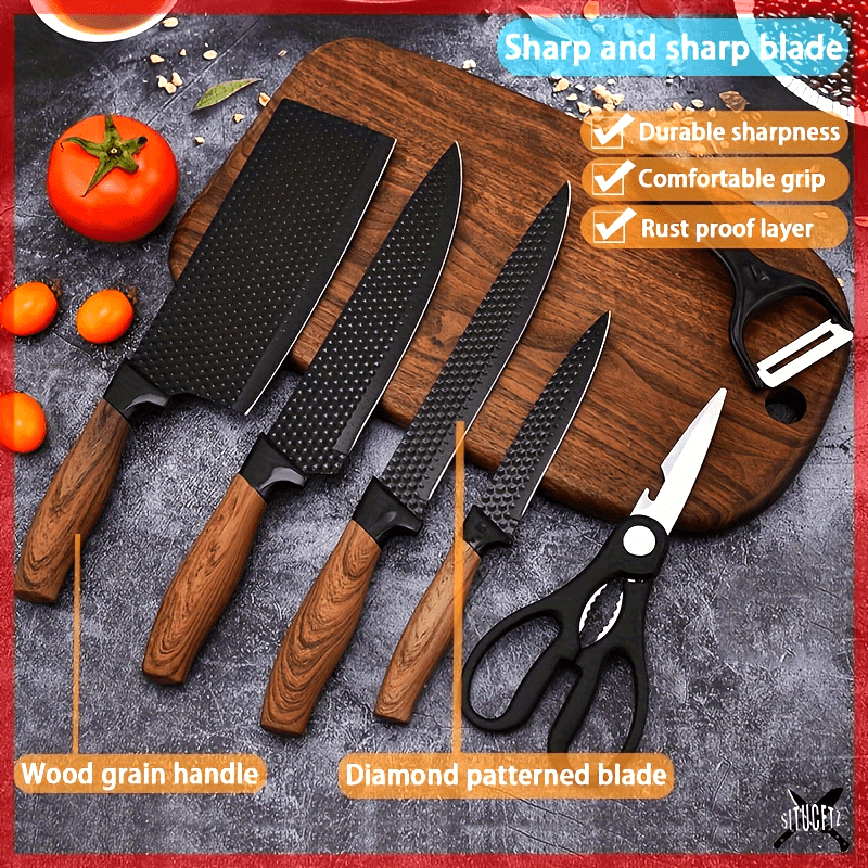 7pcs/6pcs Stainless Steel Kitchen Knife Set- Multi-purpose Knife, Including Watermelon and Fruit Knife, Chicken Bone Scissors- Essential Tools for Home and Restaurant Cooking, Perfect for Kitchen Accessories Gifts, Restaurant Essentials - Image 6