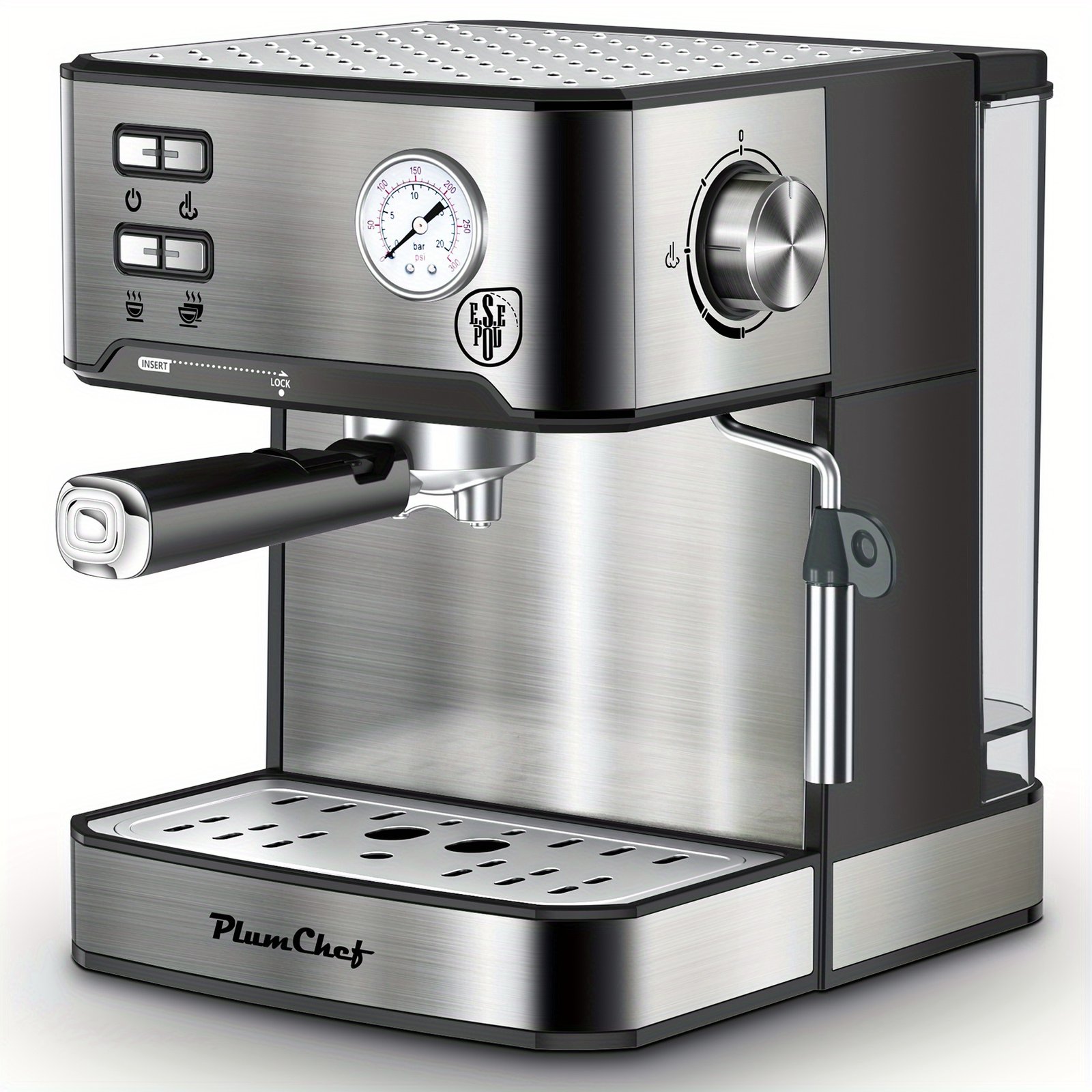 Plum Chef Espresso Machine, Made of Stainless Steel, Features a Dual-Brew Coffee System with a 54.1oz Water Reservoir, Includes Safety Mechanisms And Overpressure Protection, Perfect for Everyday Use at for Home - Image 6