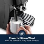 Product Description Discover the one-touch experience of crafting all your favorite espresso drinks from the comfort of your home with the Magnifica Evo Next fully automatic espresso machine. This machine provides a more personalized and user-friendly experience. With 13 one-touch recipes, easily accessible at the touch of a button on an upgraded color display panel, you can enjoy 3 user profiles with personalized settings for all your favorite drinks, right at home. The built-in conical burr grinder and brewing unit deliver only the freshest espresso with a perfect grind, dose, and brew every time, for the richest and most aromatic beverages. De’Longhi’s proprietary LatteCrema™ System is expertly designed to automatically craft lattes, cappuccinos, and more with a long-lasting, silky-smooth foam—with milk or your favorite milk alternatives. And clean-up is simple thanks to our auto-clean function and detachable, dishwasher-safe design. With the Magnifica Evo Next, discover the one-touch experience of all your favorite espresso drinks from the comfort of your home.  Product information Brand	De’Longhi Color	Silver Product Dimensions	17.5″D x 9.5″W x 14″H Special Feature	Adjustable Brew Strength, Adjustable Coffee Length, Auto Shut-Off, LCD Color Screen, My Coffee Function Coffee Maker Type	Espresso Machine Filter Type	Reusable Style	Modern Specific Uses For Product	Americano, Cappuccino, Espresso, Latte, Mocha Recommended Uses For Product	Americano, Cappuccino, Coffee, Espresso, Iced Coffee Included Components	Total Hardness Test, Measuring Scoop, Carbon Active Filter, Cleaning Brush,Milk carafe (hot), Removable Water Spout Operation Mode	Fully Automatic Voltage	120 Volts Model Name	Magnifica Evo Next Number of Items	1 Human Interface Input	Touchscreen Unit Count	1.0 Count Coffee Input Type	Whole Bean Manufacturer	De’Longhi UPC	044387310802 Item Weight	21.2 pounds ASIN	B0DT2SBX2S Item model number	ECAM31080SB About this item 13 one-touch recipes for your favorite drinks including; Latte, Cappuccino, Espresso, Coffee, Americano, & more. Built-in Conical Burr Grinder with 13 settings LatteCrema Hot technology for frothing milk or milk alternatives. The automatic, adjustable system delivers a creamy, rich foam leaving you with the perfect end result. 2.4” TFT color screen, colorful display, and soft-touch buttons allow you to quickly sort through and customize recipes. Personalize and save drink recipes with 3 user profiles. - Image 6