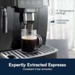 Product Description Discover the one-touch experience of crafting all your favorite espresso drinks from the comfort of your home with the Magnifica Evo Next fully automatic espresso machine. This machine provides a more personalized and user-friendly experience. With 13 one-touch recipes, easily accessible at the touch of a button on an upgraded color display panel, you can enjoy 3 user profiles with personalized settings for all your favorite drinks, right at home. The built-in conical burr grinder and brewing unit deliver only the freshest espresso with a perfect grind, dose, and brew every time, for the richest and most aromatic beverages. De’Longhi’s proprietary LatteCrema™ System is expertly designed to automatically craft lattes, cappuccinos, and more with a long-lasting, silky-smooth foam—with milk or your favorite milk alternatives. And clean-up is simple thanks to our auto-clean function and detachable, dishwasher-safe design. With the Magnifica Evo Next, discover the one-touch experience of all your favorite espresso drinks from the comfort of your home.  Product information Brand	De’Longhi Color	Silver Product Dimensions	17.5″D x 9.5″W x 14″H Special Feature	Adjustable Brew Strength, Adjustable Coffee Length, Auto Shut-Off, LCD Color Screen, My Coffee Function Coffee Maker Type	Espresso Machine Filter Type	Reusable Style	Modern Specific Uses For Product	Americano, Cappuccino, Espresso, Latte, Mocha Recommended Uses For Product	Americano, Cappuccino, Coffee, Espresso, Iced Coffee Included Components	Total Hardness Test, Measuring Scoop, Carbon Active Filter, Cleaning Brush,Milk carafe (hot), Removable Water Spout Operation Mode	Fully Automatic Voltage	120 Volts Model Name	Magnifica Evo Next Number of Items	1 Human Interface Input	Touchscreen Unit Count	1.0 Count Coffee Input Type	Whole Bean Manufacturer	De’Longhi UPC	044387310802 Item Weight	21.2 pounds ASIN	B0DT2SBX2S Item model number	ECAM31080SB About this item 13 one-touch recipes for your favorite drinks including; Latte, Cappuccino, Espresso, Coffee, Americano, & more. Built-in Conical Burr Grinder with 13 settings LatteCrema Hot technology for frothing milk or milk alternatives. The automatic, adjustable system delivers a creamy, rich foam leaving you with the perfect end result. 2.4” TFT color screen, colorful display, and soft-touch buttons allow you to quickly sort through and customize recipes. Personalize and save drink recipes with 3 user profiles. - Image 4