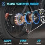 Ridstar Electric Bike for Adults 1500w 33mph,48v 20ah Electric Bicycle,20″ Fat Tire,7-Speed Mountain Bike Ul2849 - Image 7