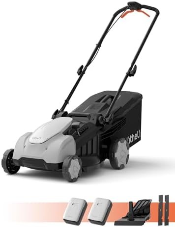 31kUuL-l04L._AC_.jpg Litheli 18-inch 40V Brushless Lawn Mower for Garden Yards, Lightweight Cordless Lawn Mower Battery Powered with 6-Position Height Adjustment, 2x5.0Ah Battery Included Patio, Lawn & Garden - Color : Gray - Image 1