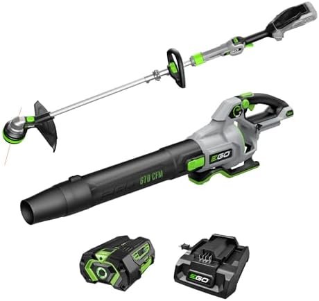 410YfrWne-L._AC_.jpg EGO POWER+ Combo, Cordless Trimmer and Blower, 15" Trimmer for Weeds and Grass with POWERLOAD and Cordless Electric 670 CFM Blower, Includes 56V 4.0Ah Battery and Charger - ST6703LB Patio, Lawn & Garden - Style : w/2.5Ah Battery, Powerload - Image 1