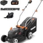 WORX Cordless Lawn Mower, 14'' Electric Mower with Mulching & Bagging, 20V Push Lawn Mower with 6-Position Height Adjustment