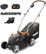 WORX Cordless Lawn Mower, 14'' Electric Mower with Mulching & Bagging, 20V Push Lawn Mower with 6-Position Height Adjustment
